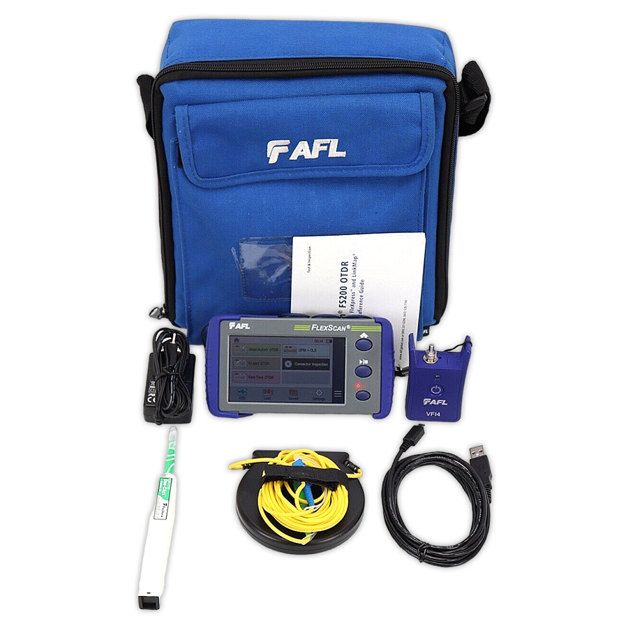 AFL Noyes FS200-100C FlexScan SM Fiber OTDR w/ OPM & VFL FS200-100 W/ AFL VFI4