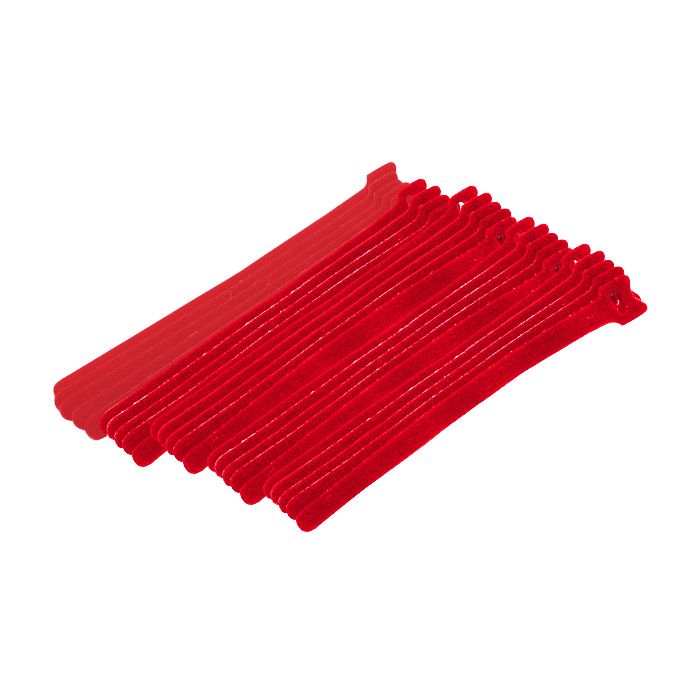 Eclipse Tools Pro'sKit Hook and Loop Cable Ties, 8" Red, 25 PK