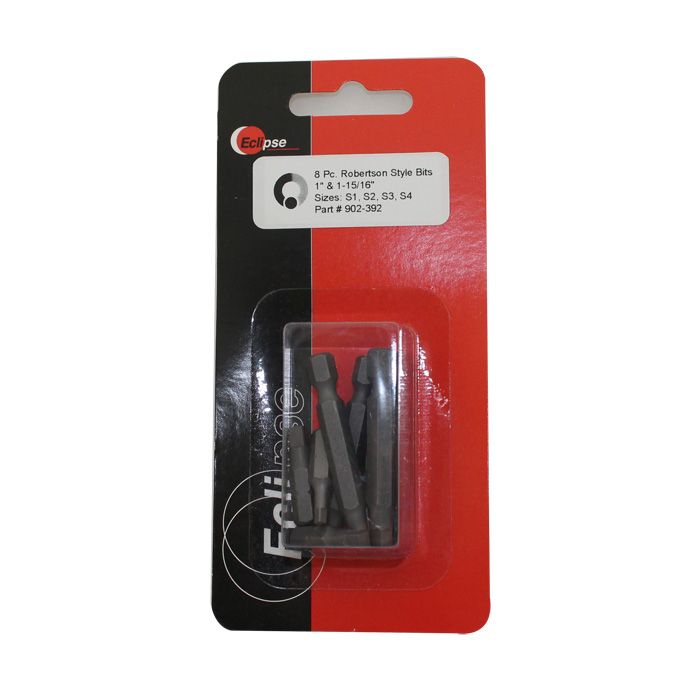 Eclipse Tools Pro'sKit 8 Pc Robertson Style Insert Bit Set-Sizes: S1,S2,S3,S4 1" & 1-15/16" lengths