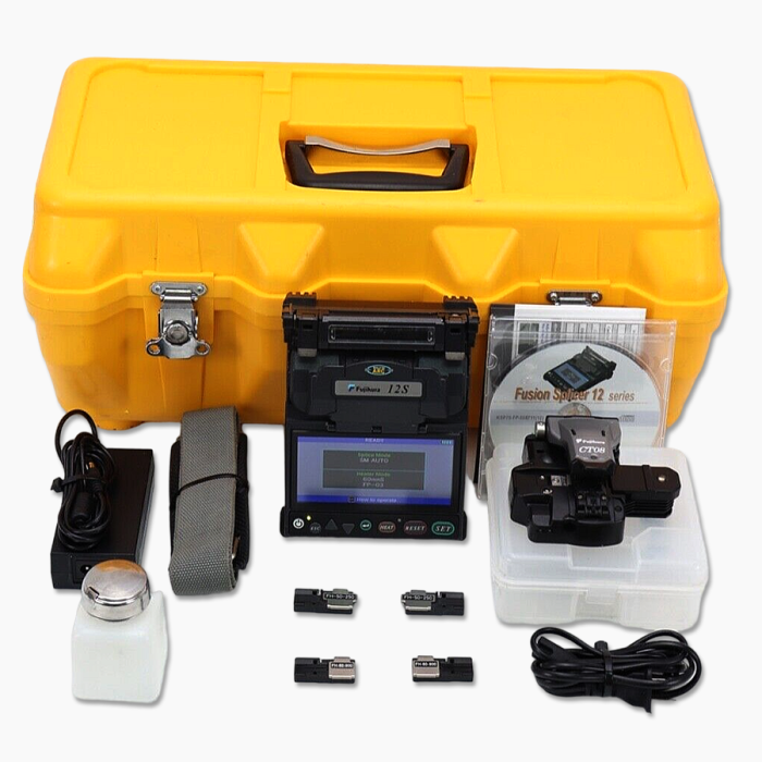 Fujikura 12s splicer unit 
Fujikura CT-08 Cleaver 
AC/DC charger for unit 
Alcohol Jar
(2) Fujikura FH-60-250
(2) Fujikura FH-60-900
Power cord for adapter 
Carrying case
User Instructions 