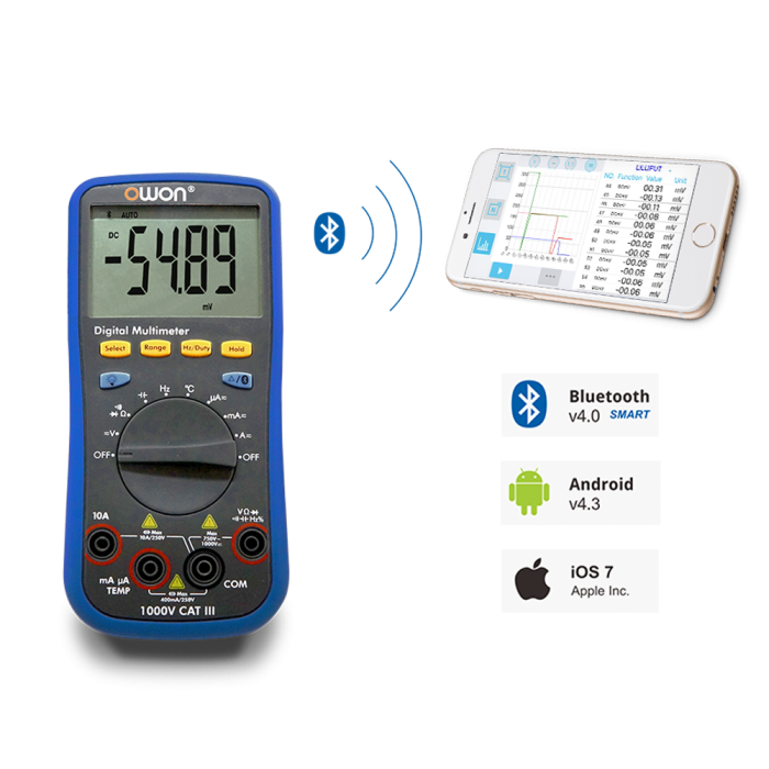 OWON B33+ 3-3/4 Digital Handheld Multimeter with Offline Recording Function and Bluetooth 
