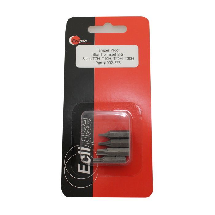 Eclipse Tools Pro'sKit 4 Pc Tamper Proof, Star Tip 1" Insert Bit Set-Sizes T7H,T10H,T20H,T30H