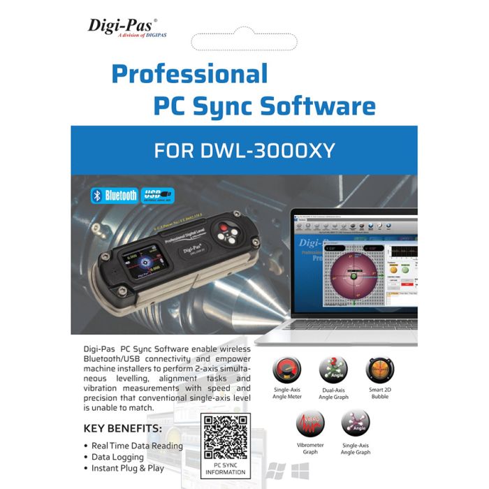 Digi-Pas DWL3000XY-SW PC Sync PRO Software for DWL3000XY 2-Axis Digital Master Precision Level, Proximity/remote Display & Data Logging
