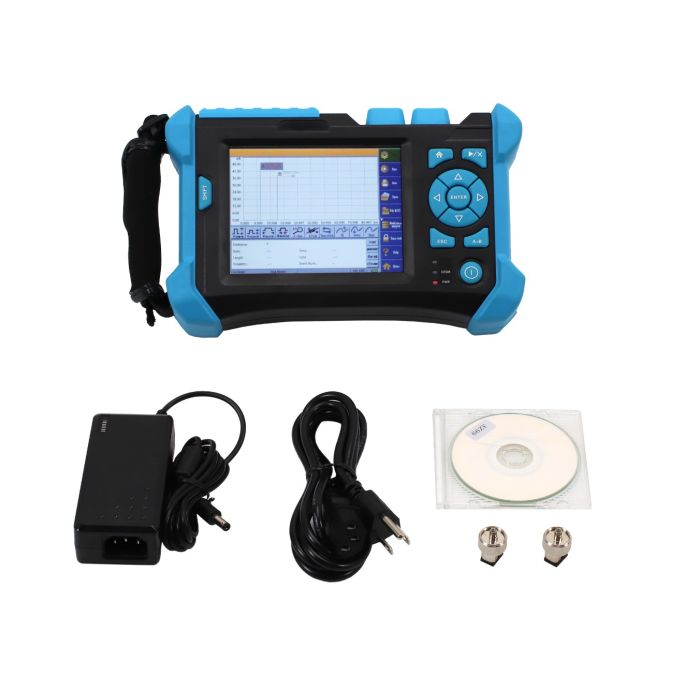 FiberFox QUAD OTDR Test Set, AC Adapter/Charger, Power Cord, Trace View Software Disc