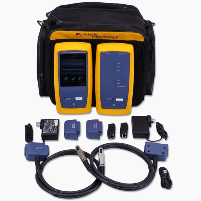 Fluke Networks DSX-600 units. DSX unit and remote with accessories.