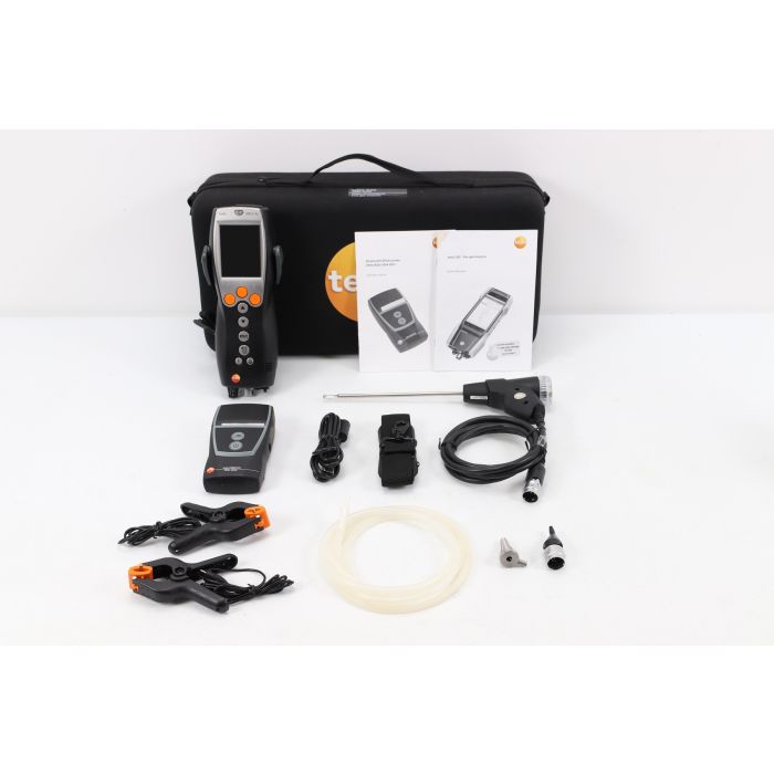 Testo 330-2 LL Flue Gas Analyzer, Bluetooth/IrDA Printer, 12" Flue Gas Probe, 1/4" diameter, Wired Clamp Probe, Silicone Connection Hose, Instrument Bag with Carrying Strap