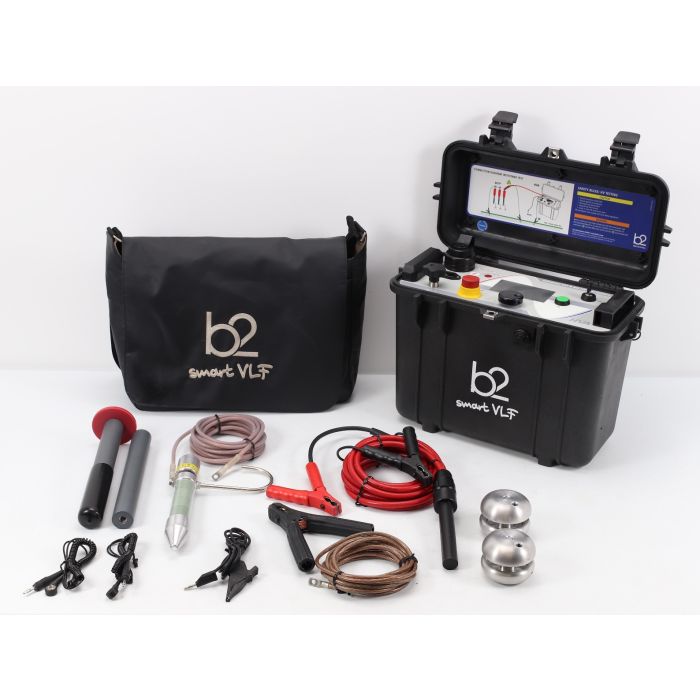 HVA28TD VLF high voltage test set, Ground cable 6mm2 with M6 eyelet connector, Test lead 80A 65kV, High Voltage Discharge Probe 30kV @ 10µF, ESD Anti-static Grounding Cable, Corona Shield, Device Key, Bluetooth USB device, Heavy Duty Bag