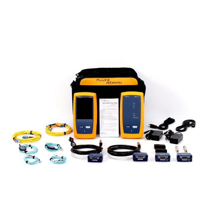 Versiv 2 Mainframe and Remote, DSX-5000 Copper CableAnalyzer Module, Cat 6A/Class EA Permanent Link Adapter, Cat 6A/Class EA Channel Adapter, USB Interface Cable, SC/LC Multi-mode Launch Cables-50 µm, - SC/LC Single-mode Launch Cable-9 µm, Universal Coupl