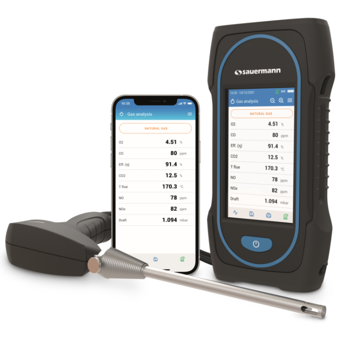 Sauermann SICA 130 KIT 2ASF is a Gas Analyzer Kit 2ASF, Includes O2 and CO Sensors, 7-inch Flexible Sampling Probe with 2m Dual Hose