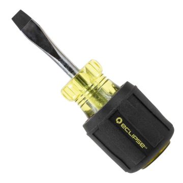 Eclipse Tools Pro'sKit Flat Blade Rubber Grip Stubby Screwdriver 1/4 x 1-1/2"