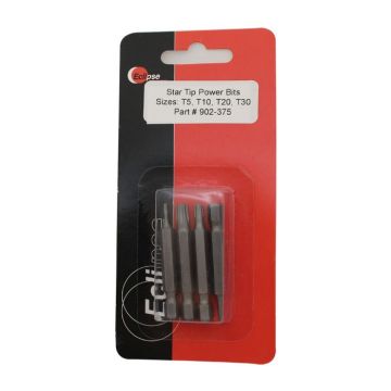 Eclipse Tools Pro'sKit 4 Pc Star Tip 1-15/16" Power Bit Set-Sizes: T5,T10,T20,T30