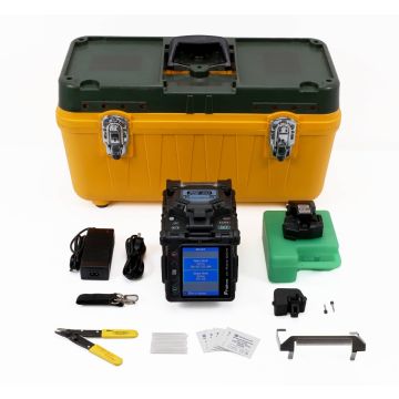 Fujikura FSM-60S Single Fiber Fusion Splicer, Fujikura CT-30 Cleaver, Spare Probe Set, Cooling Tray, Fiber Cutter, AC Adapter/Charger, Power Cord, Alcotip Pre-Injection Swabs