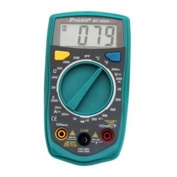 Eclipse Tools Pro'sKit 3-1/2 digits 1999 Counts Palm Size Digital Multimeter with Resistance, Temperature Tests