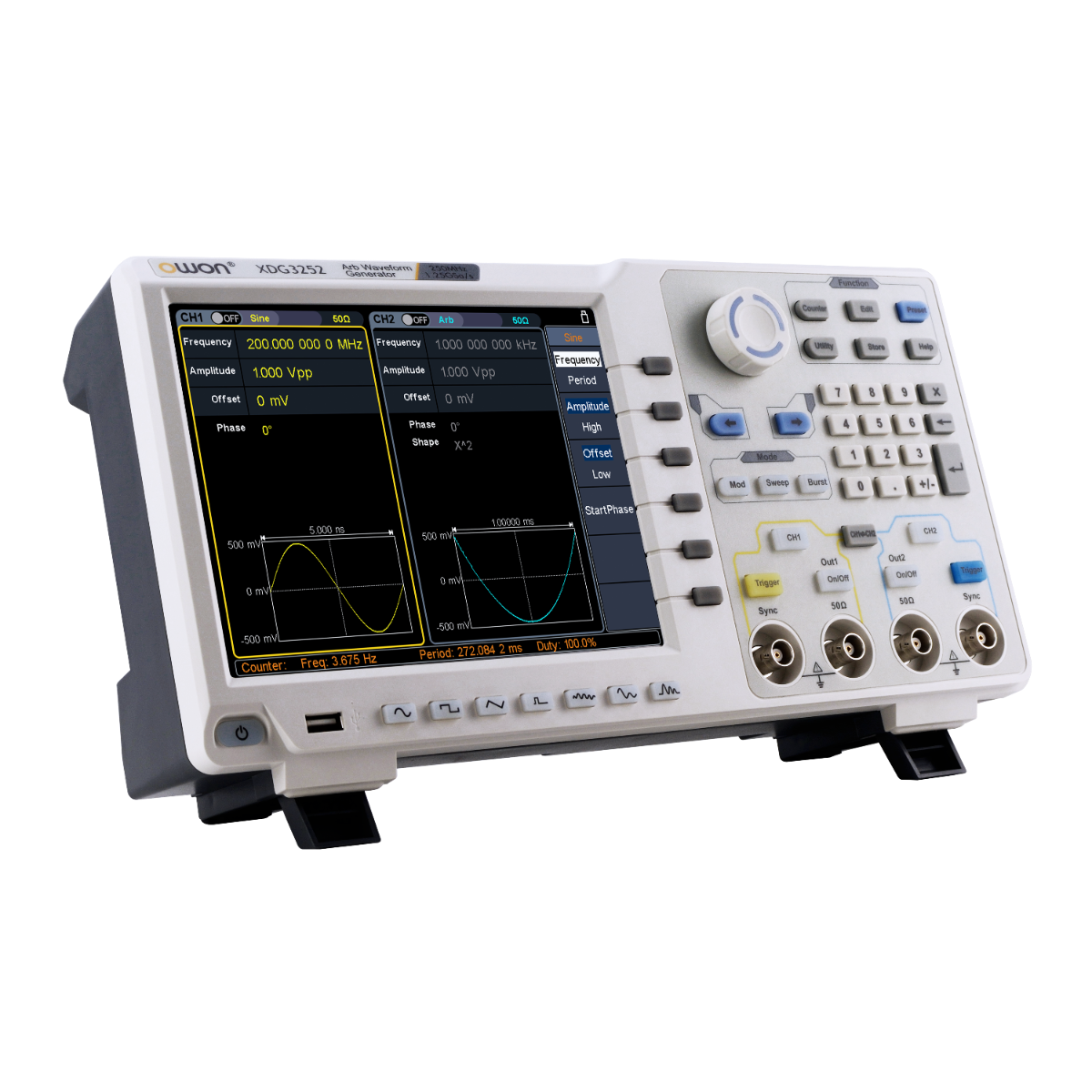 OWON XDG3252 250MHz 1.25Gs/s 14bits 2-Channel 1M Pts Length Arbitrary Waveform Generator