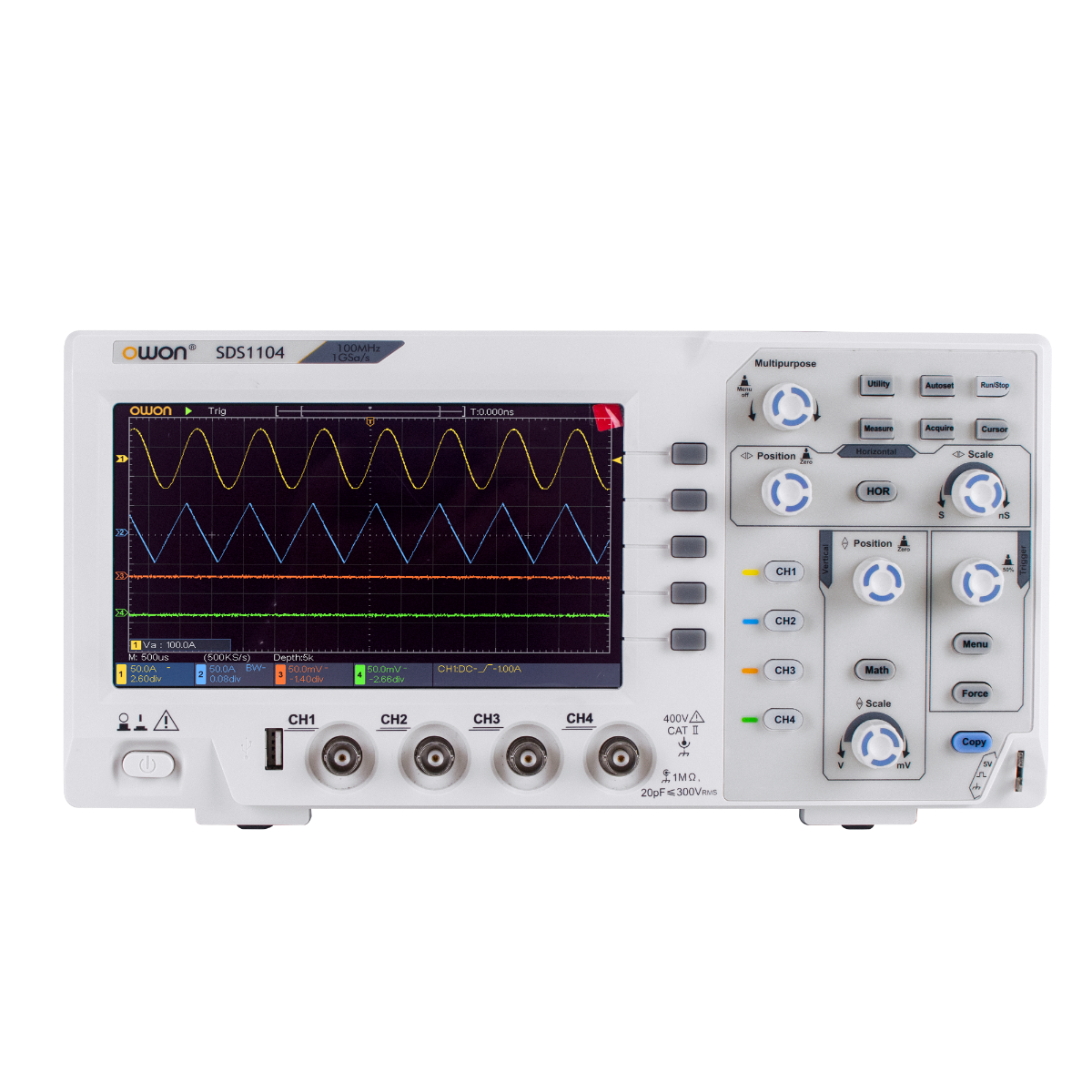 OWON SDS1104 4-Channel 100MHz 1Gs/s Super Economical Type Digital Oscilloscope