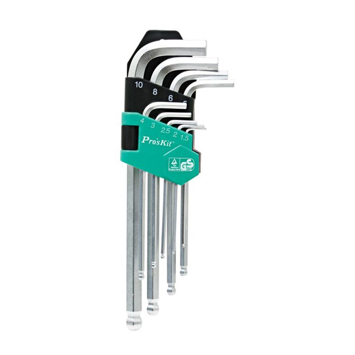 Eclipse Tools Pro'sKit 9 Pc Ball Point Long Arm Hex Key Set - Metric Sizes 1.5 - 10mm
