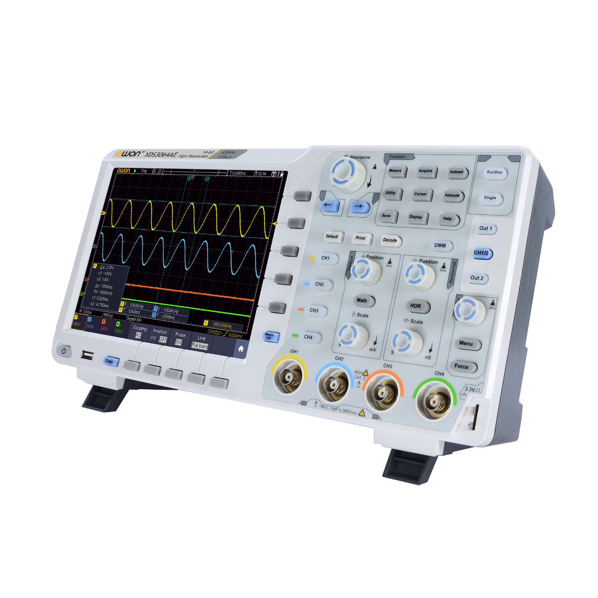 OWON XDS3064AE 4CH 14bits ADC 60MHz 1Gs/s Touchscreen Digital Oscilloscope