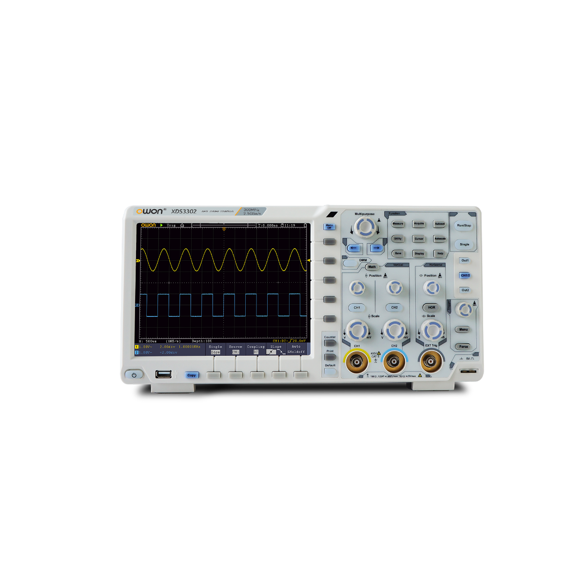 OWON XDS3302 2-Channel 8bits ADC 300MHz 2.5Gs/s N-In-1 Digital Oscilloscope